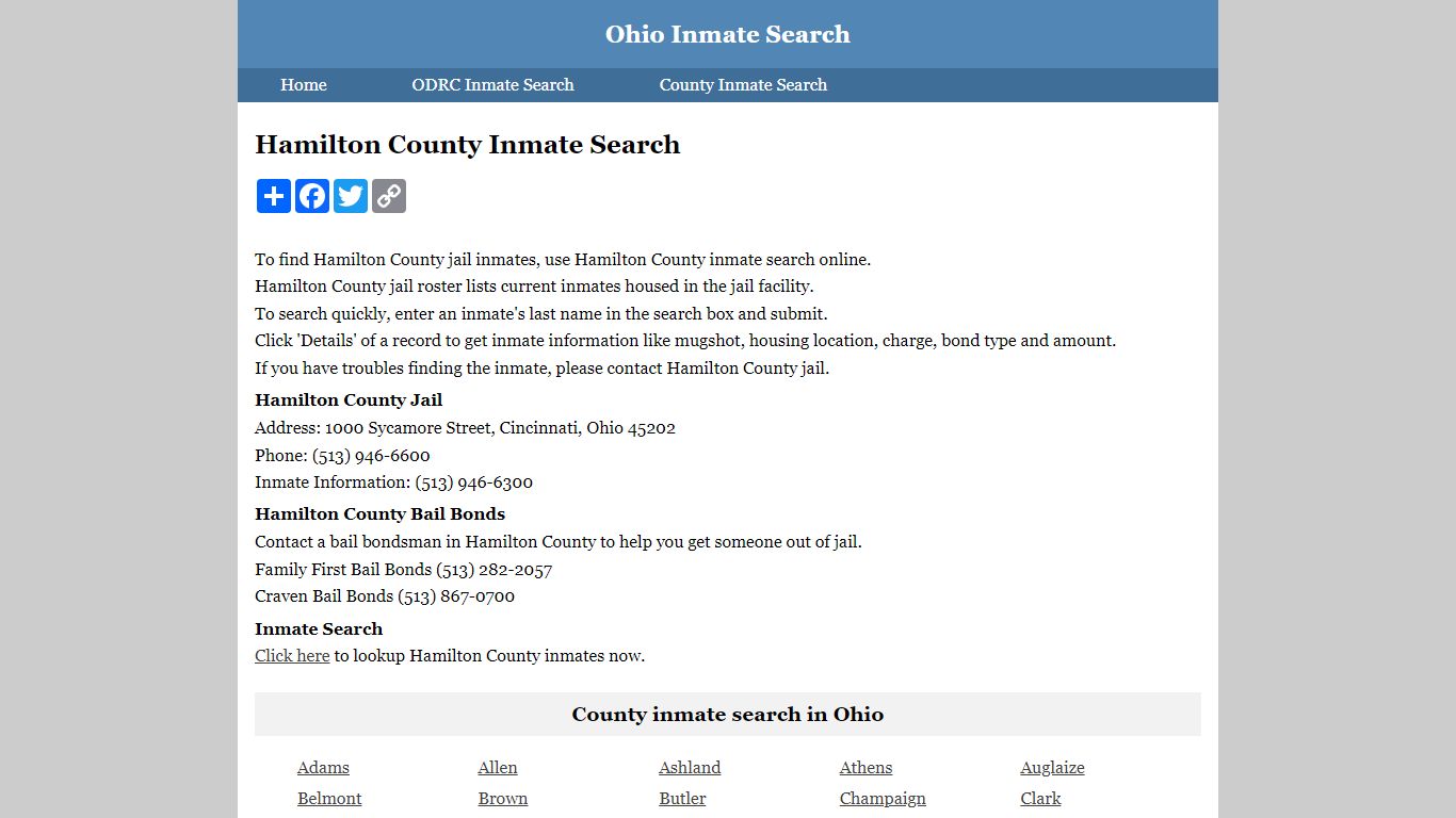 Hamilton County Inmate Search